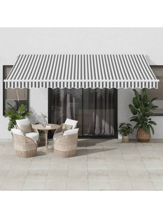 Zatahovací markýza antracitová a bílá 4,5 x 3 m textil a hliník