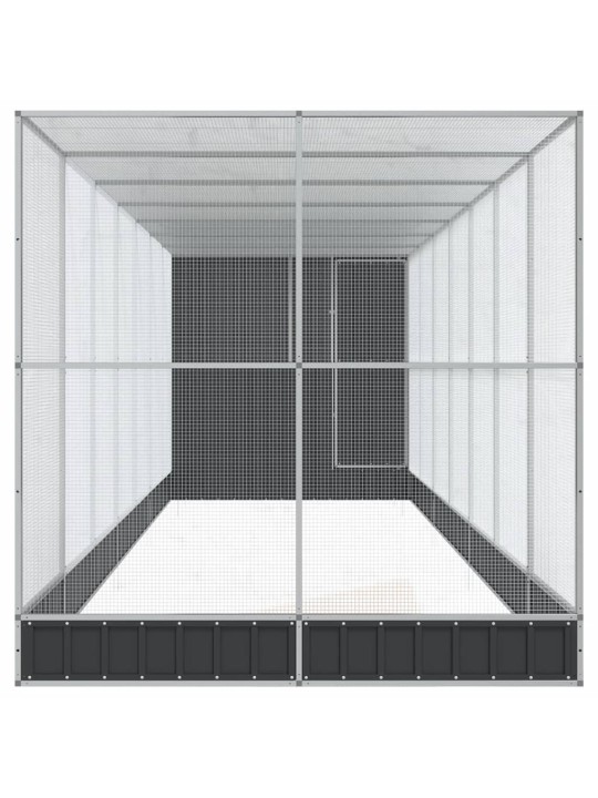 Voliéra s nástavbou stříbrná 830 x 203 x 216 cm ocel