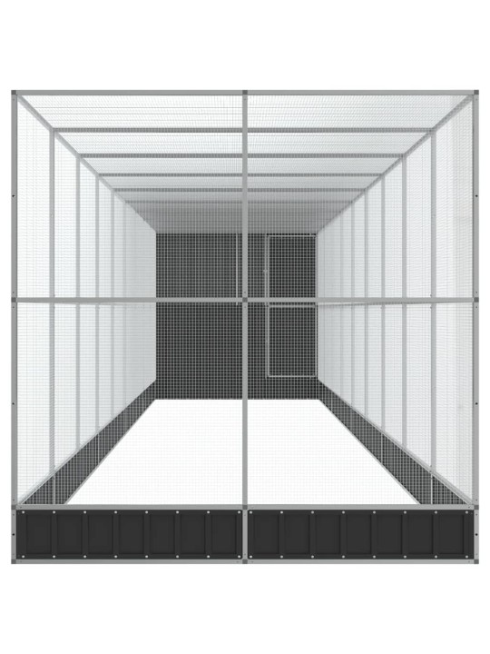 Voliéra s nástavbou stříbrná 1 037 x 203 x 216 cm ocel