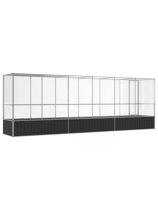 Voliéra s nástavbou stříbrná 626,5 x 107 x 212 cm ocel
