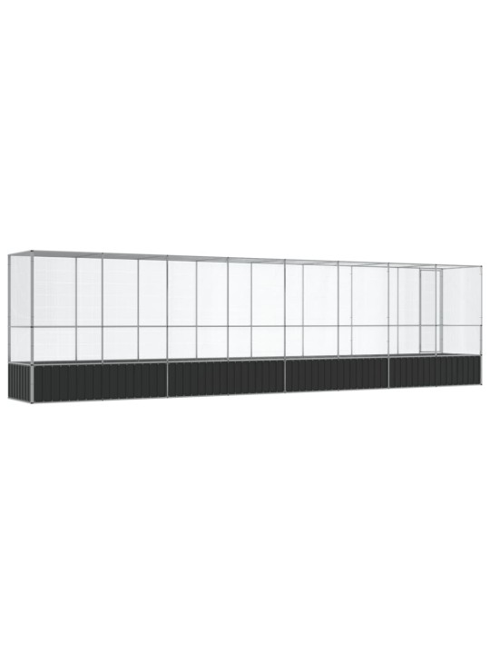 Voliéra s nástavbou stříbrná 834,5 x 107 x 212 cm ocel