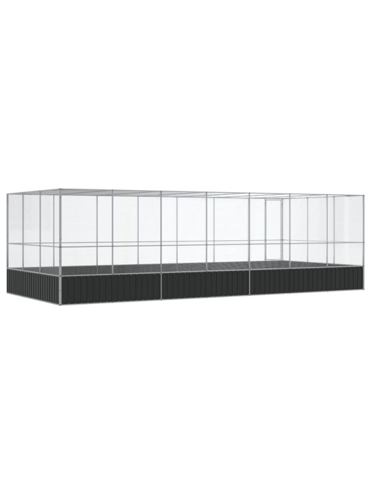 Voliéra s nástavbou stříbrná 725 x 307 x 212 cm ocel