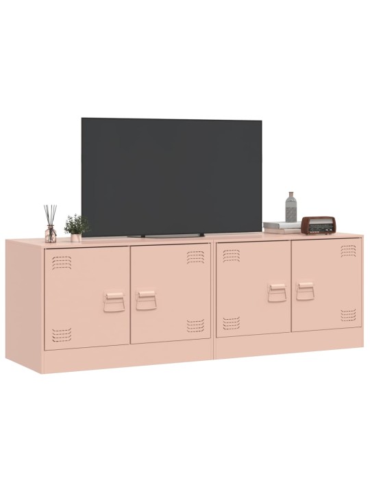 TV skříňky 2 ks růžové 67 x 39 x 44 cm ocel