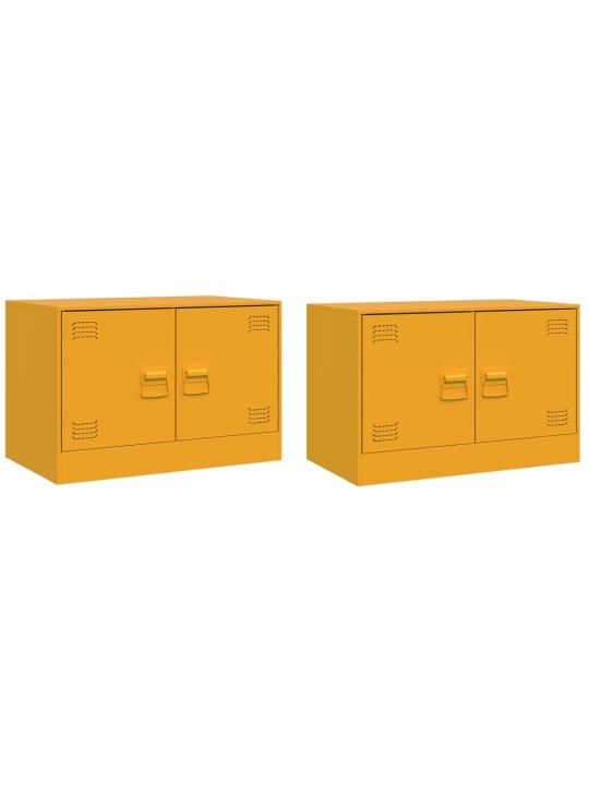 TV skříňky 2 ks hořčicově žluté 67 x 39 x 44 cm ocel