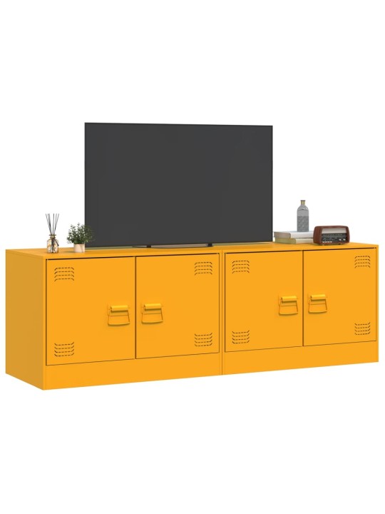TV skříňky 2 ks hořčicově žluté 67 x 39 x 44 cm ocel
