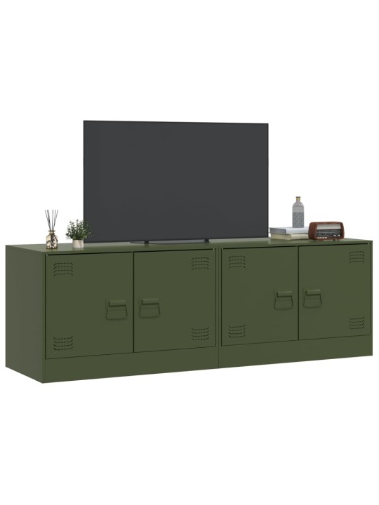 TV skříňky 2 ks olivově zelené 67 x 39 x 44 cm ocel