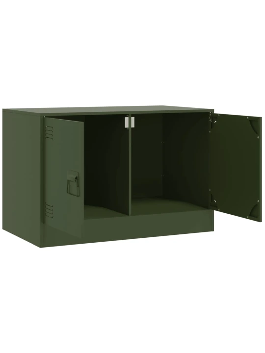 TV skříňky 2 ks olivově zelené 67 x 39 x 44 cm ocel