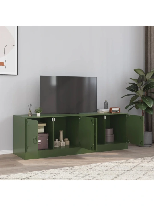 TV skříňky 2 ks olivově zelené 67 x 39 x 44 cm ocel
