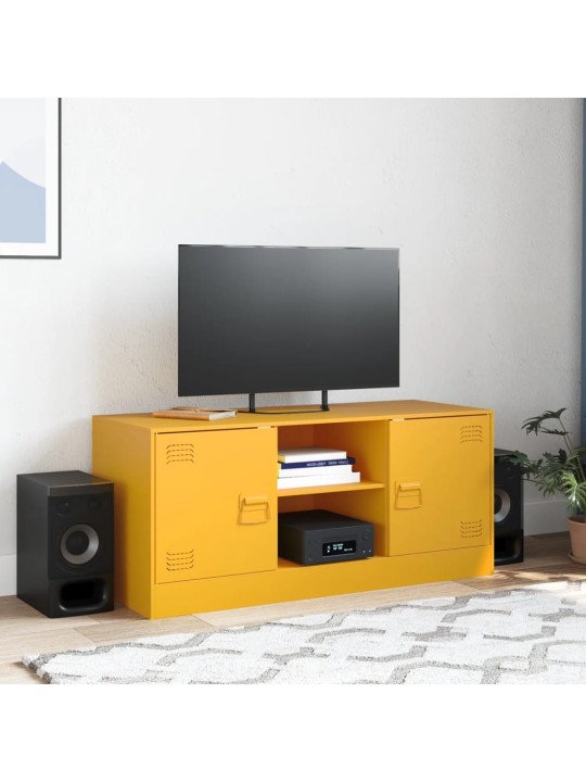 TV skříňka hořčicově žlutá 99 x 39 x 44 cm ocel