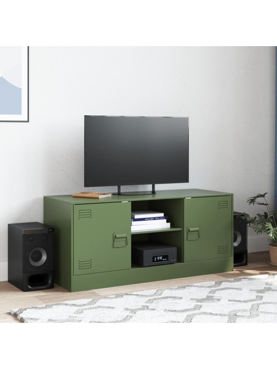 TV skříňka olivově zelená 99 x 39 x 44 cm ocel