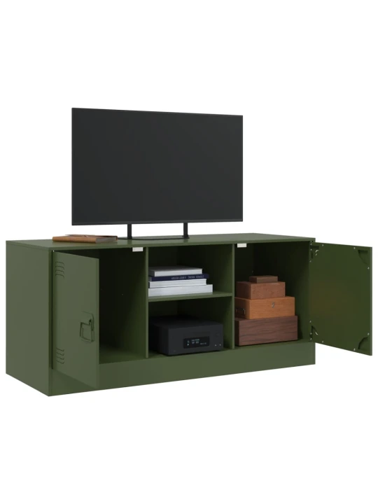 TV skříňka olivově zelená 99 x 39 x 44 cm ocel