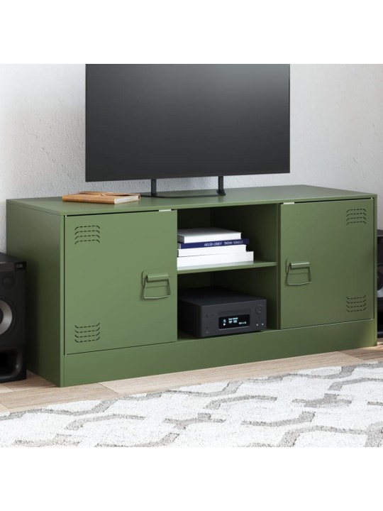 TV skříňka olivově zelená 99 x 39 x 44 cm ocel