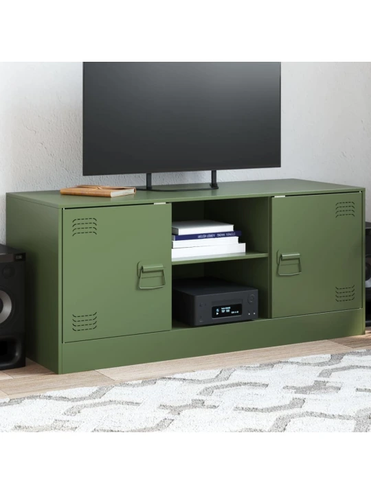TV skříňka olivově zelená 99 x 39 x 44 cm ocel