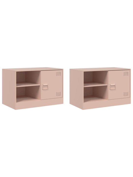 TV skříňky 2 ks růžové 67 x 39 x 44 cm ocel