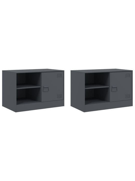 TV skříňky 2 ks antracitové 67 x 39 x 44 cm ocel