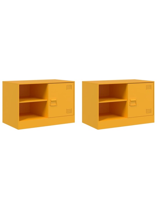 TV skříňky 2 ks hořčicově žluté 67 x 39 x 44 cm ocel