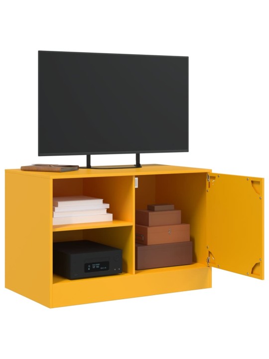 TV skříňky 2 ks hořčicově žluté 67 x 39 x 44 cm ocel