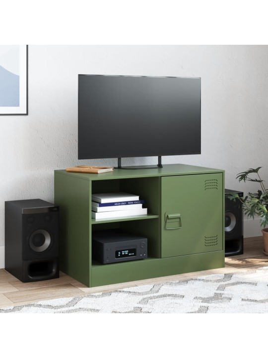 TV skříňka olivově zelená 67 x 39 x 44 cm ocel
