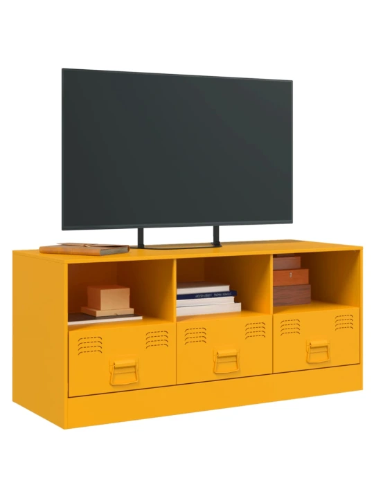 TV skříňka hořčicově žlutá 99 x 39 x 44 cm ocel