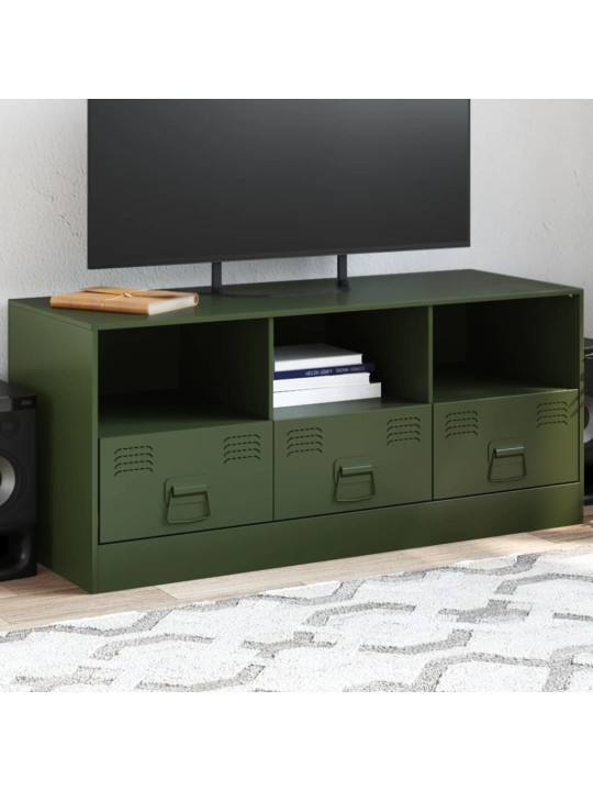TV skříňka olivově zelená 99 x 39 x 44 cm ocel