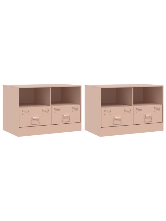TV skříňky 2 ks růžové 67 x 39 x 44 cm ocel