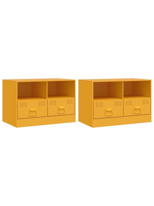 TV skříňky 2 ks hořčicově žluté 67 x 39 x 44 cm ocel