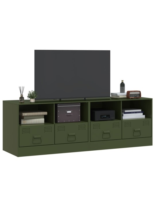 TV skříňky 2 ks olivově zelené 67 x 39 x 44 cm ocel