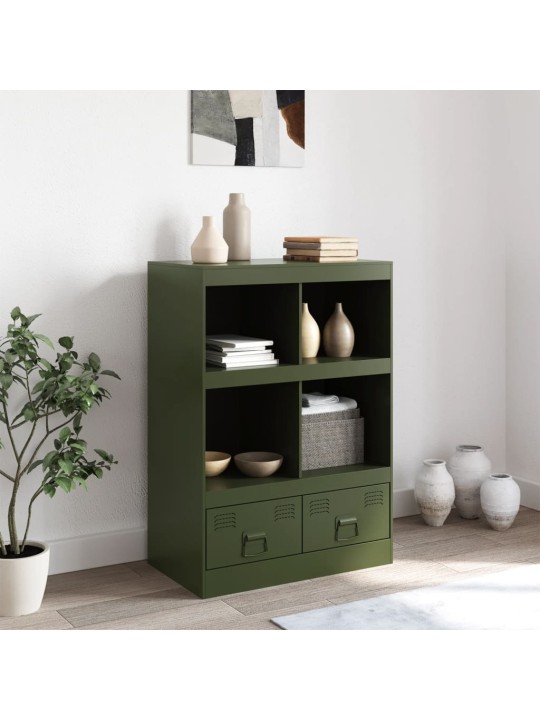 Highboard olivově zelený 67 x 39 x 95 cm ocel