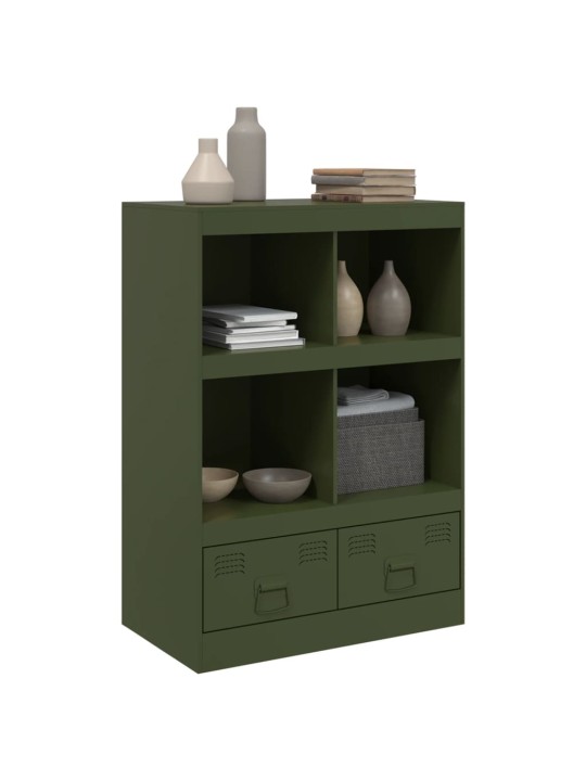 Highboard olivově zelený 67 x 39 x 95 cm ocel