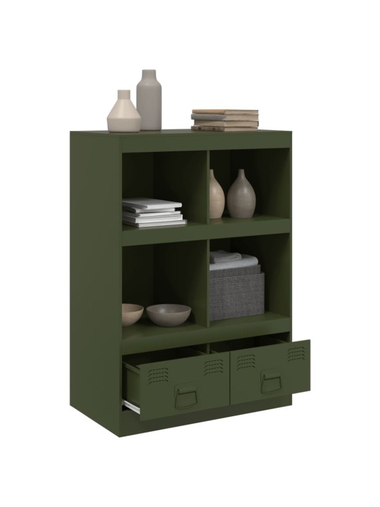 Highboard olivově zelený 67 x 39 x 95 cm ocel
