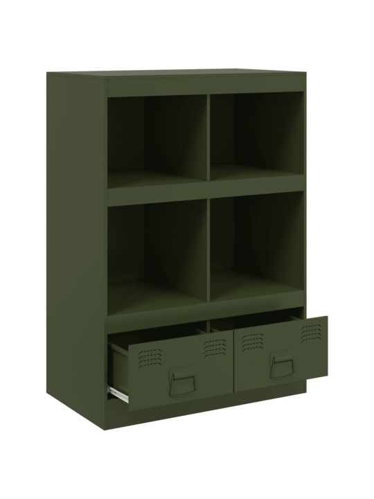 Highboard olivově zelený 67 x 39 x 95 cm ocel