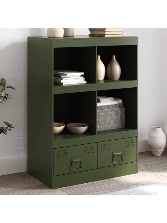 Highboard olivově zelený 67 x 39 x 95 cm ocel