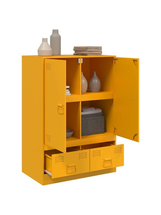 Highboard hořčicově žlutý 67 x 39 x 95 cm ocel