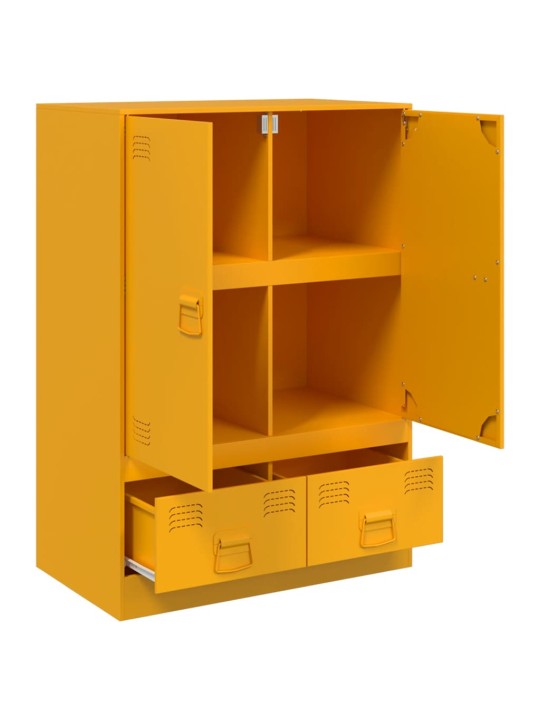 Highboard hořčicově žlutý 67 x 39 x 95 cm ocel