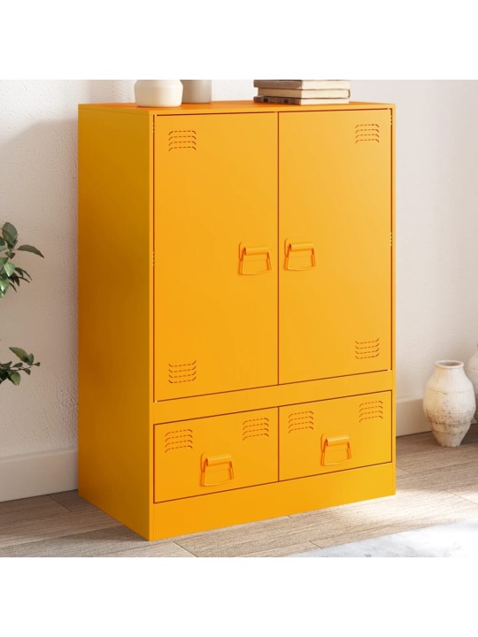 Highboard hořčicově žlutý 67 x 39 x 95 cm ocel