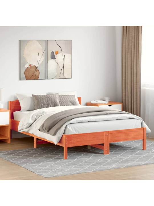 Postel bez matrace voskově hnědá 140 x 200 cm masivní borovice