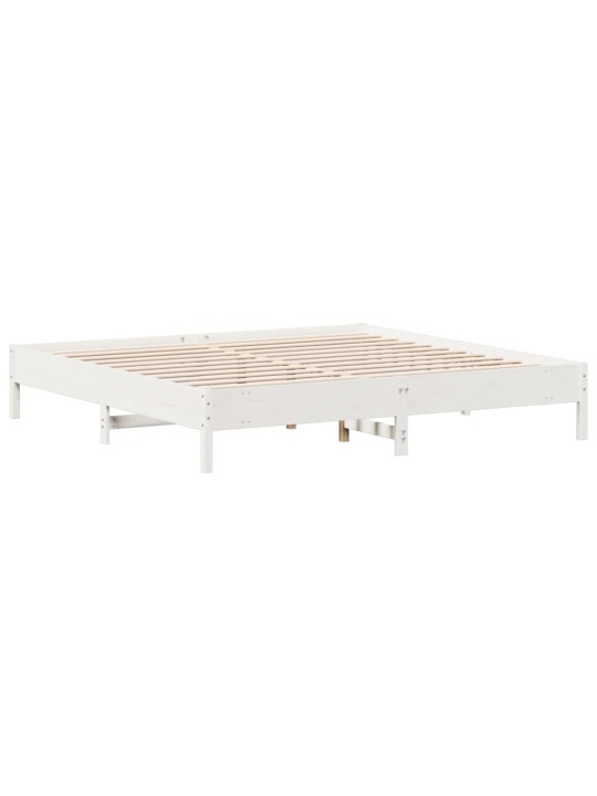 Postel bez matrace bílá 200 x 200 cm masivní borovice