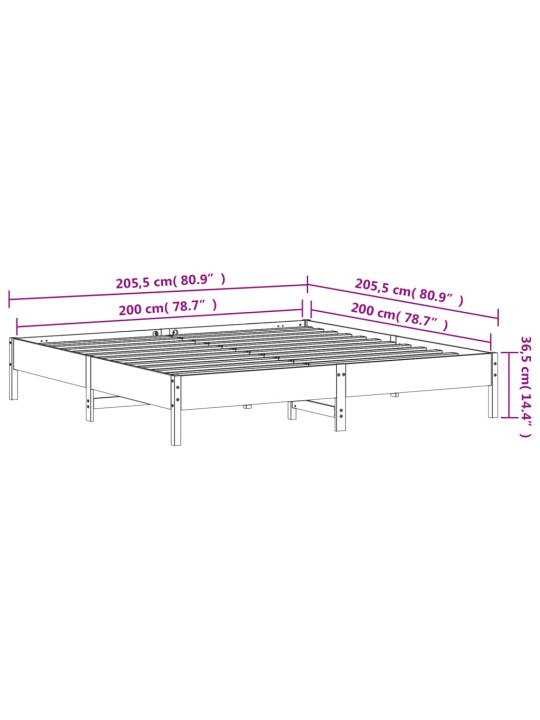 Postel bez matrace bílá 200 x 200 cm masivní borovice