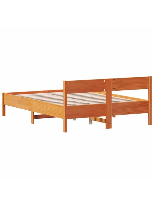 Postel bez matrace voskově hnědá 135 x 190 cm masivní borovice