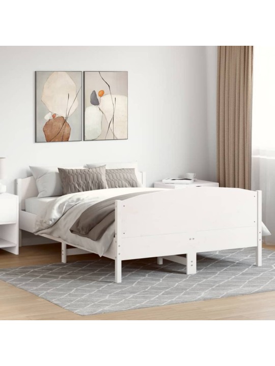 Postel bez matrace bílá 150 x 200 cm masivní borovice