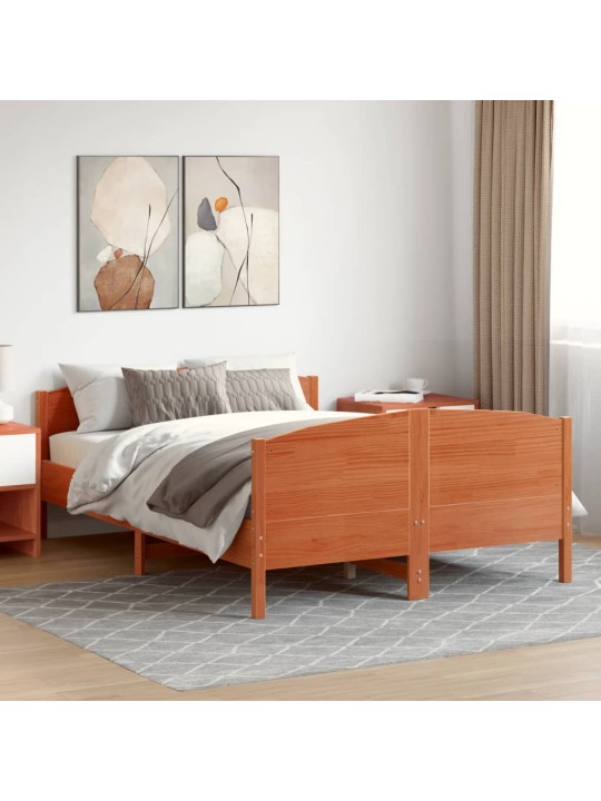 Postel bez matrace voskově hnědá 150 x 200 cm masivní borovice