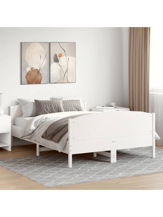 Postel bez matrace bílá 140 x 200 cm masivní borovice