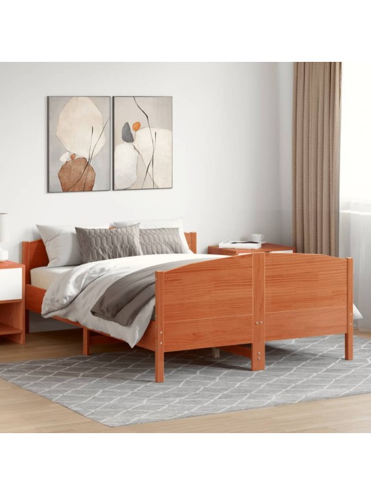 Postel bez matrace voskově hnědá 120 x 190 cm masivní borovice