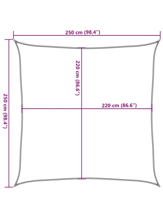Stínicí plachta světle šedá 2,5 x 2,5 m 100% polyester oxford
