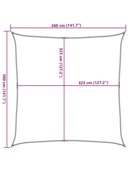 Stínicí plachta světle šedá 3,6 x 3,6 m 100% polyester oxford