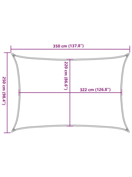 Stínicí plachta písková 3,5x2,5 m 100% polyester oxford