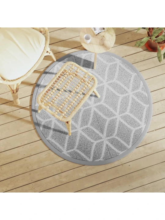 Venkovní koberec ARAKIL šedý Ø 120 cm PP