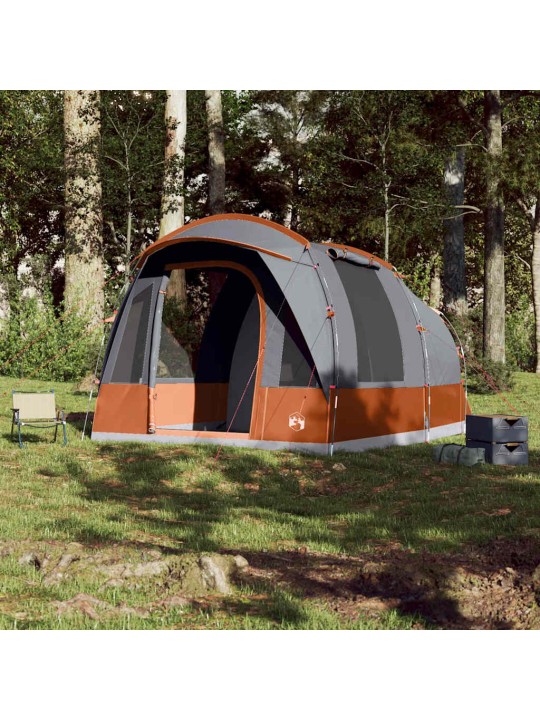 Kempingový stan tunel pro 3 osoby šedý a oranžový nepromokavý