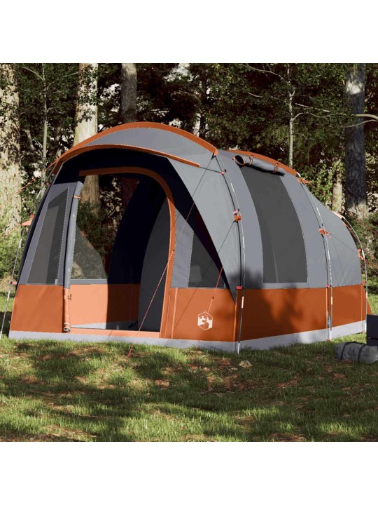 Kempingový stan tunel pro 3 osoby šedý a oranžový nepromokavý
