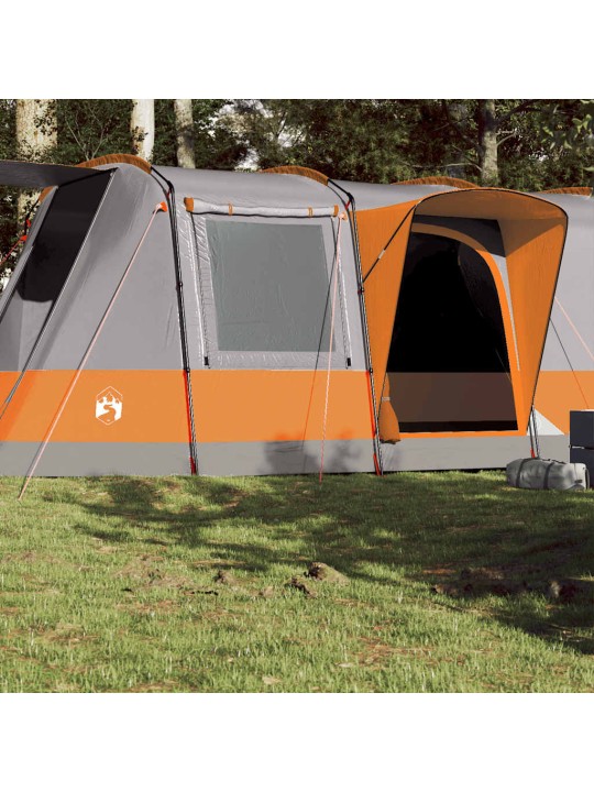 Kempingový stan tunel pro 4 osoby šedý a oranžový nepromokavý